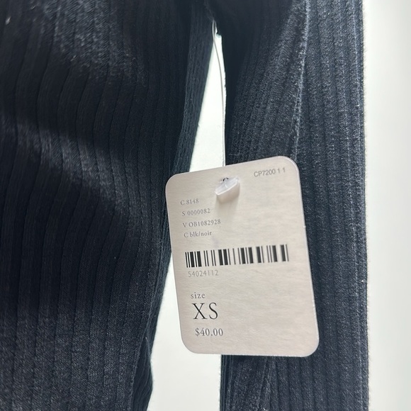 Free People Intimately Shirt Top Blouse Long Sleeve Tee Ribbed Knit Black New XS - Picture 8 of 9